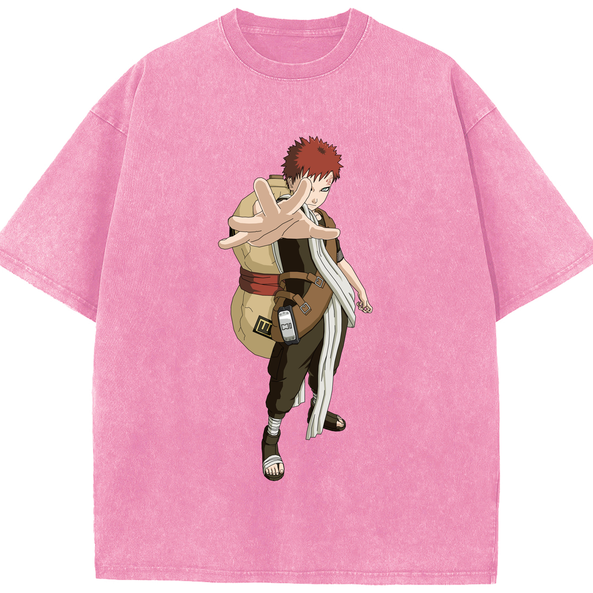 （画像用） NARUTO -ナルト- ガアラ Gaara 綿100% ヴィンテージ風 半袖Tシャツ（フロントプリント）